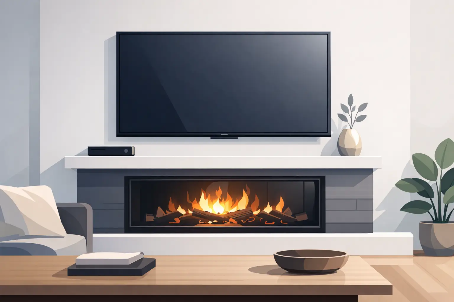 Fireplace TV Wire Management That Looks Clean