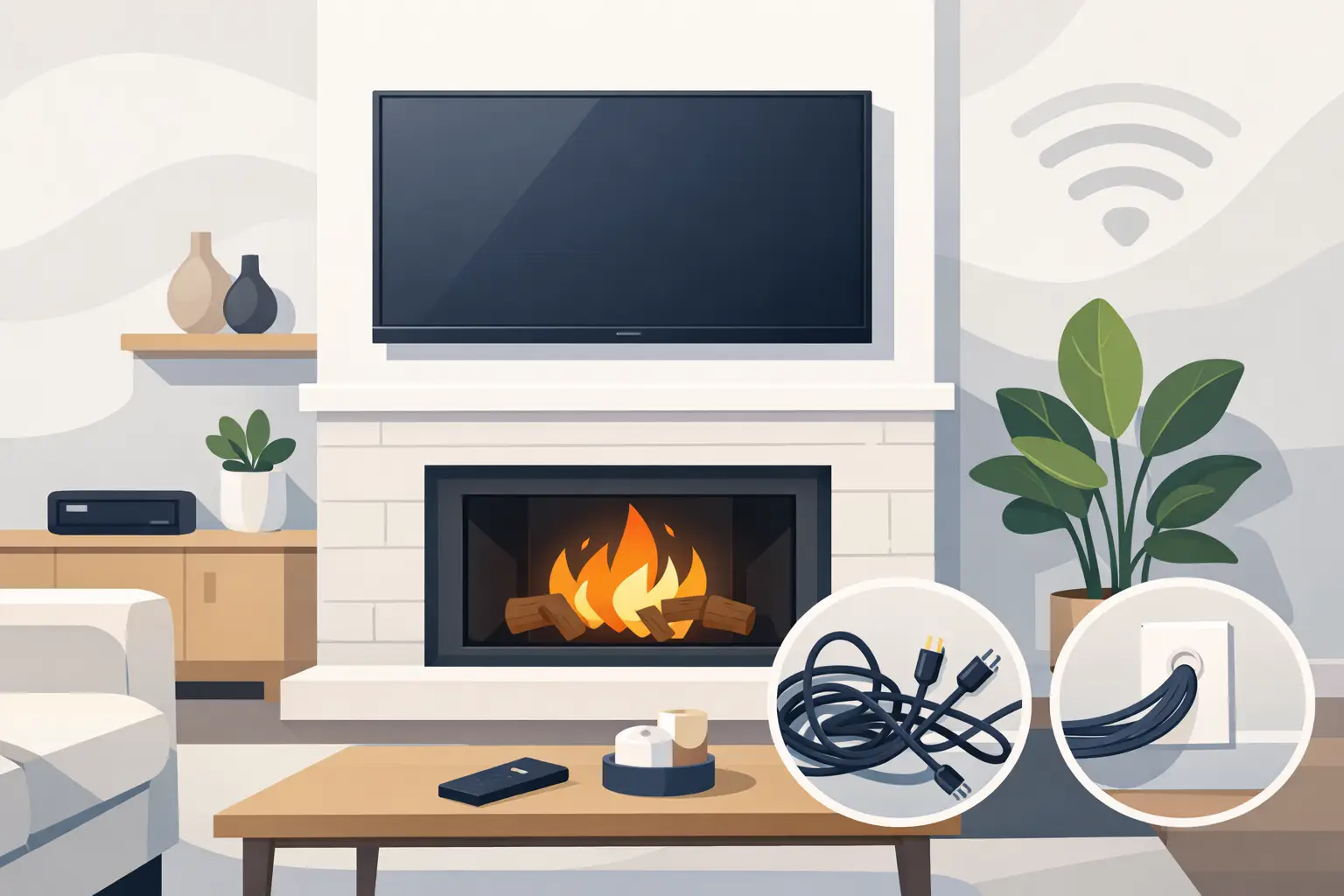 Fireplace TV Wire Solutions That Look Clean